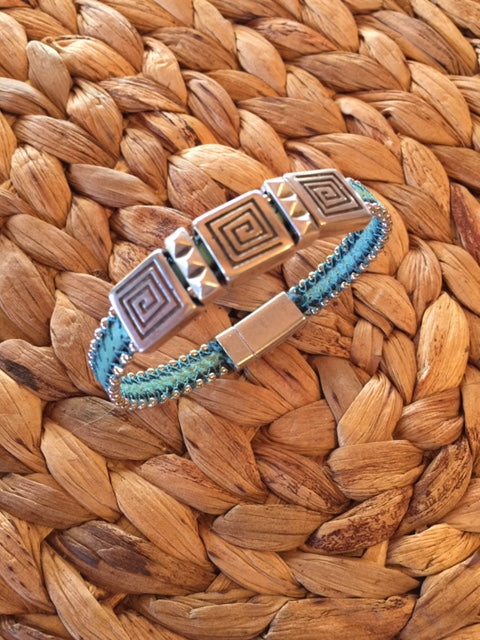 Turquoise Jewelry Handmade Boho Bracelet Women Braid Bead Western Bracelet  Gift